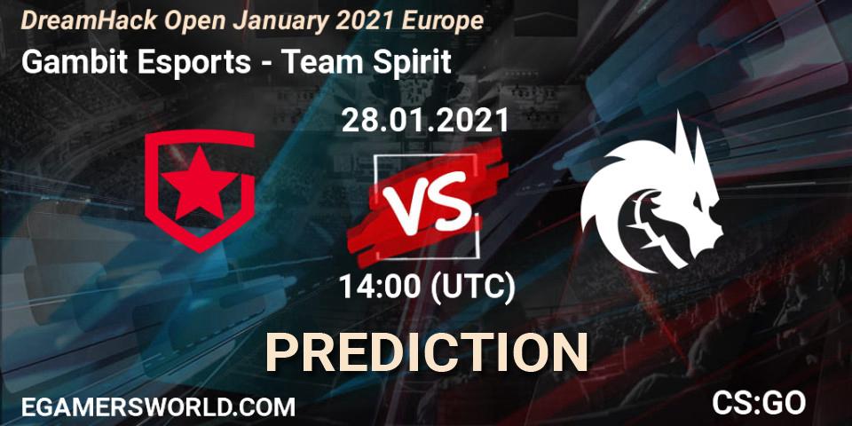 Gambit Esports - Team Spirit: прогноз. 28.01.2021 at 14:00, Counter-Strike (CS2), DreamHack Open January 2021 Europe