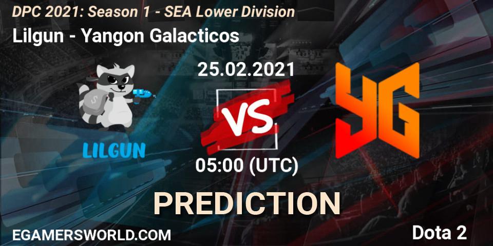 Lilgun - Yangon Galacticos: прогноз. 25.02.2021 at 05:00, Dota 2, DPC 2021: Season 1 - SEA Lower Division