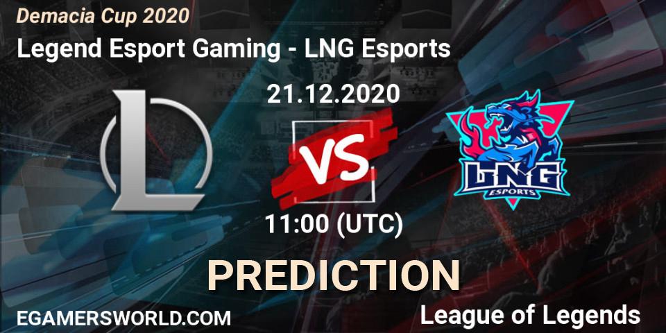 Legend Esport Gaming - LNG Esports: прогноз. 21.12.20, LoL, Demacia Cup 2020
