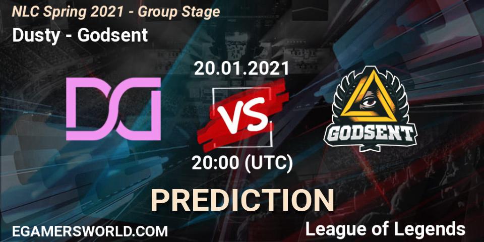 Dusty - Godsent: прогноз. 20.01.2021 at 20:00, LoL, NLC Spring 2021 - Group Stage