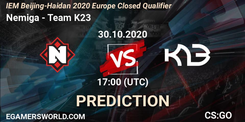 Nemiga - Team K23: прогноз. 30.10.2020 at 17:00, Counter-Strike (CS2), IEM Beijing-Haidian 2020 Europe Closed Qualifier