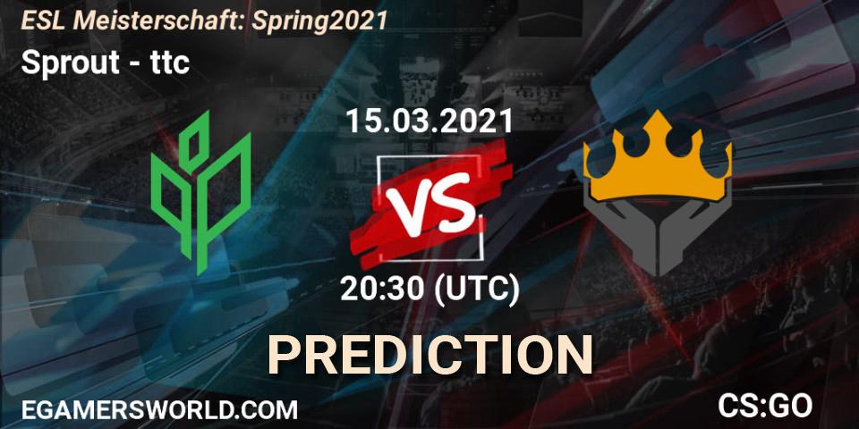 Sprout - ttc: прогноз. 15.03.2021 at 20:30, Counter-Strike (CS2), ESL Meisterschaft: Spring 2021
