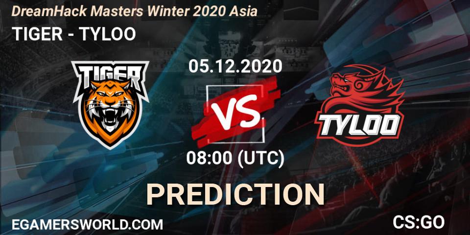 TIGER - TYLOO: прогноз. 05.12.2020 at 08:25, Counter-Strike (CS2), DreamHack Masters Winter 2020 Asia
