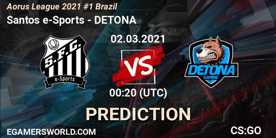 Santos e-Sports - DETONA: прогноз. 02.03.2021 at 00:10, Counter-Strike (CS2), Aorus League 2021 #1 Brazil