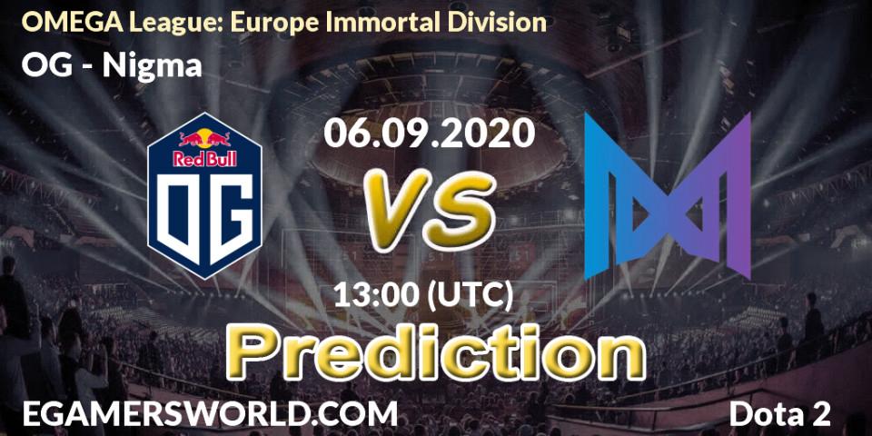 OG - Nigma: прогноз. 06.09.2020 at 13:00, Dota 2, OMEGA League: Europe Immortal Division