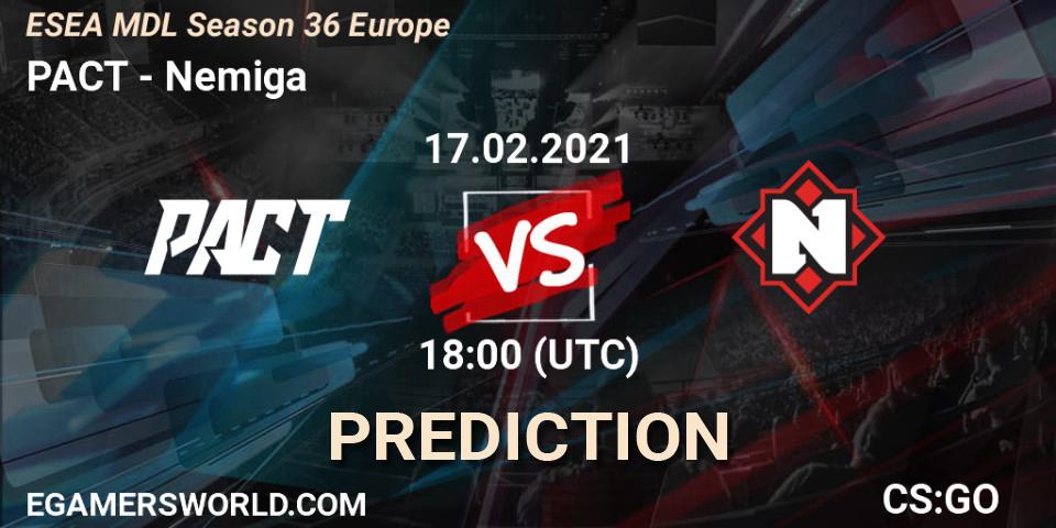 PACT - Nemiga: прогноз. 15.03.2021 at 18:00, Counter-Strike (CS2), MDL ESEA Season 36: Europe - Premier division