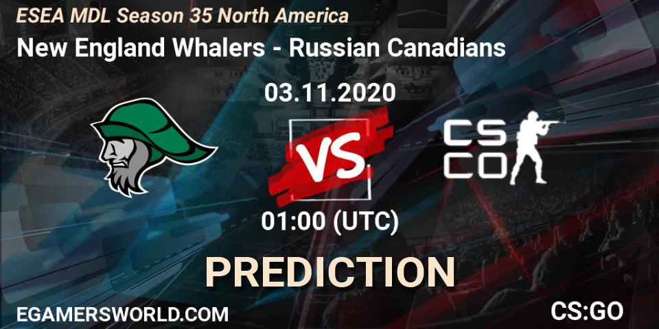 New England Whalers - Russian Canadians: прогноз. 03.11.20, CS2 (CS:GO), ESEA MDL Season 35 North America