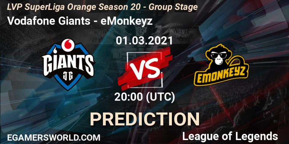 Vodafone Giants - eMonkeyz: прогноз. 01.03.2021 at 20:00, LoL, LVP SuperLiga Orange Season 20 - Group Stage