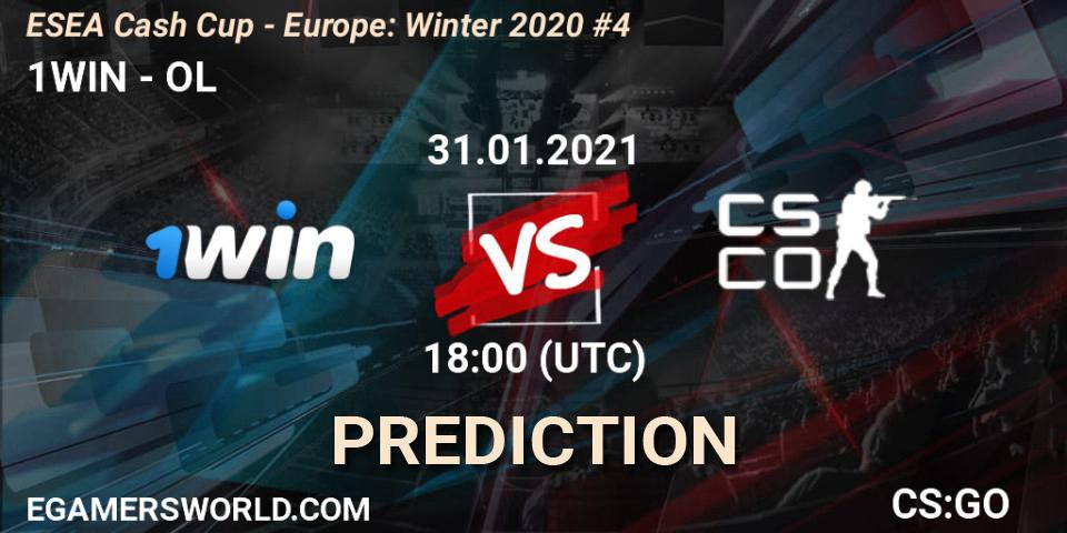 1WIN - OL: прогноз. 31.01.2021 at 18:00, Counter-Strike (CS2), ESEA Cash Cup - Europe: Winter 2020 #4