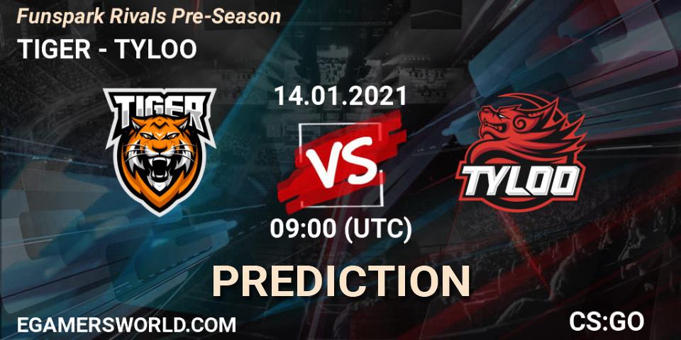 TIGER - TYLOO: прогноз. 14.01.2021 at 09:00, Counter-Strike (CS2), Funspark Rivals Pre-Season