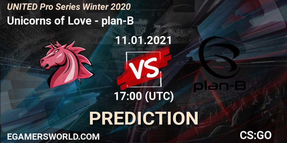 Unicorns of Love - plan-B: прогноз. 11.01.2021 at 17:00, Counter-Strike (CS2), UNITED Pro Series Winter 2020
