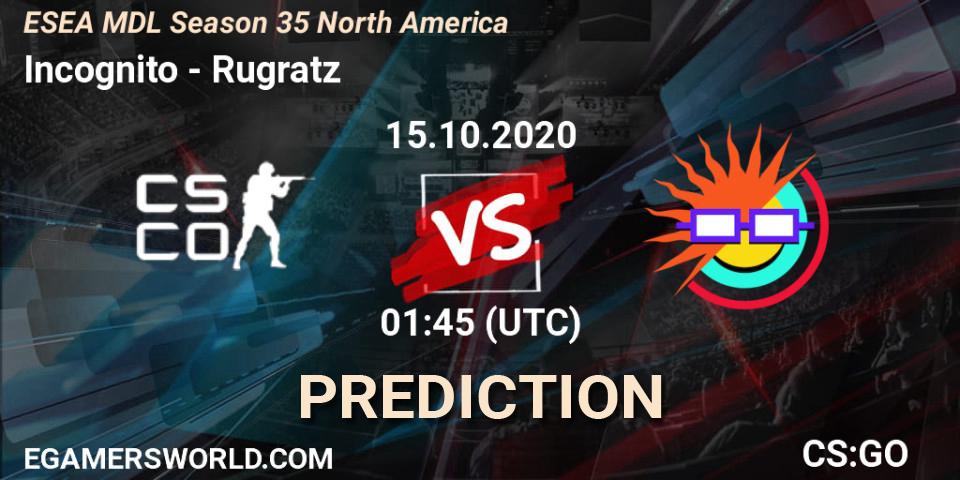 Incognito - Rugratz: прогноз. 21.10.2020 at 23:15, Counter-Strike (CS2), ESEA MDL Season 35 North America