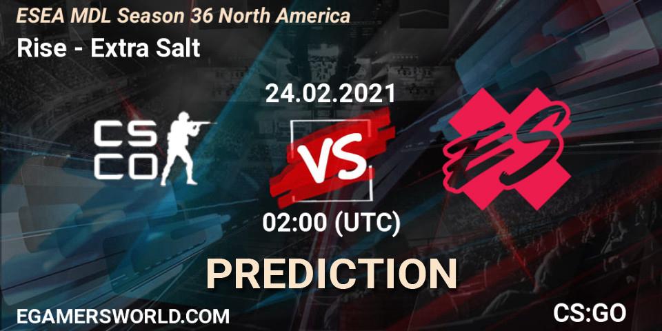 Rise - Extra Salt: прогноз. 24.02.2021 at 02:00, Counter-Strike (CS2), MDL ESEA Season 36: North America - Premier Division