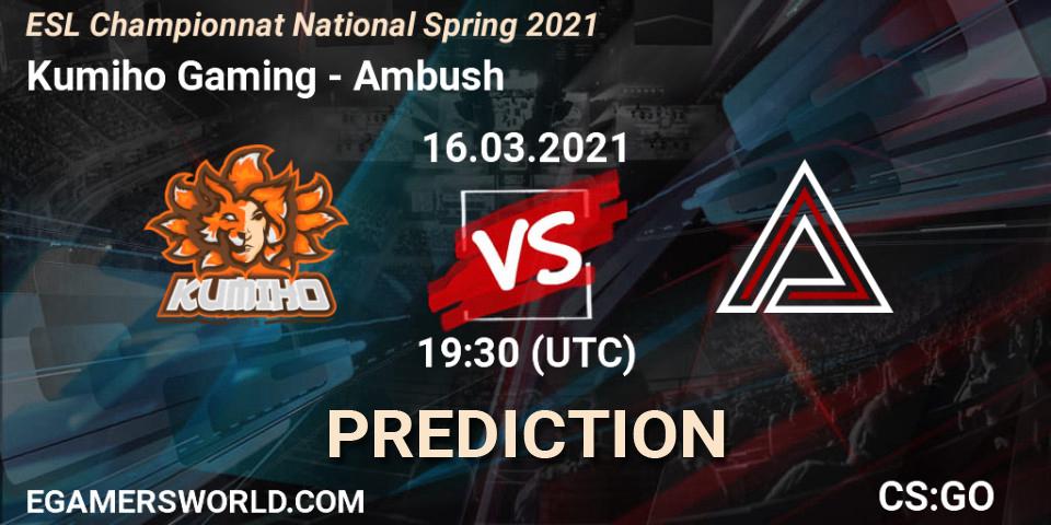 Kumiho Gaming - Ambush: прогноз. 16.03.2021 at 19:30, Counter-Strike (CS2), ESL Championnat National Spring 2021