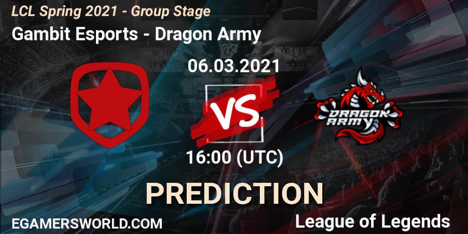 Gambit Esports - Dragon Army: прогноз. 06.03.21, LoL, LCL Spring 2021 - Group Stage