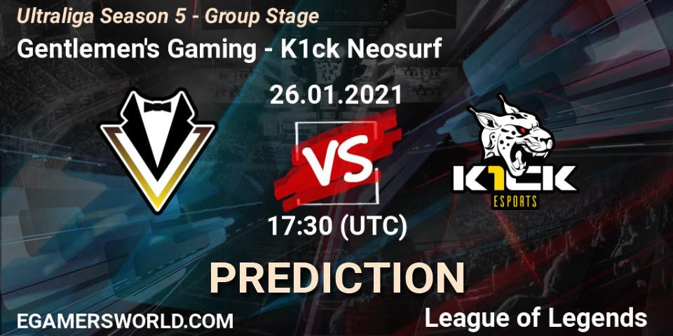 Gentlemen's Gaming - K1ck Neosurf: прогноз. 26.01.21, LoL, Ultraliga Season 5 - Group Stage