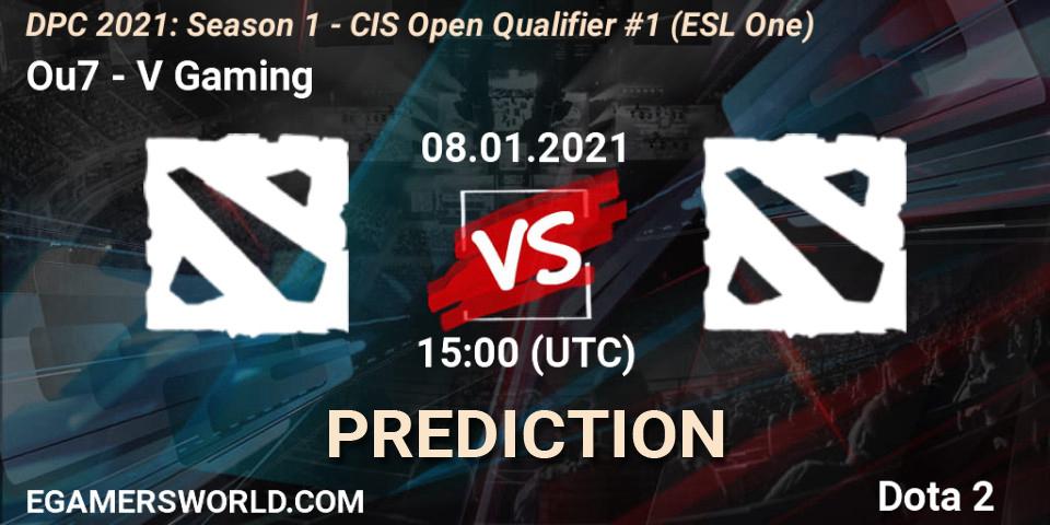 Ou7 - V Gaming: прогноз. 08.01.2021 at 15:00, Dota 2, DPC 2021: Season 1 - CIS Open Qualifier #1 (ESL One)