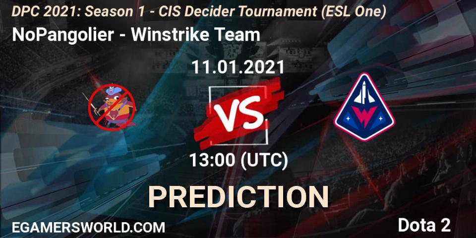 NoPangolier - Winstrike Team: прогноз. 11.01.2021 at 13:00, Dota 2, DPC 2021: Season 1 - CIS Decider Tournament (ESL One)