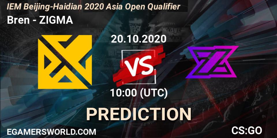 Bren - ZIGMA: прогноз. 20.10.2020 at 10:00, Counter-Strike (CS2), IEM Beijing-Haidian 2020 Asia Open Qualifier