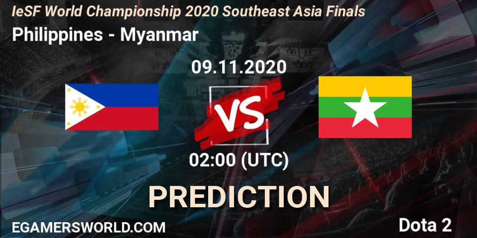 Philippines - Myanmar: прогноз. 09.11.2020 at 02:00, Dota 2, IeSF World Championship 2020 Southeast Asia Finals
