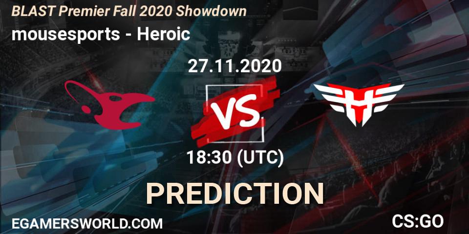 mousesports - Heroic: прогноз. 27.11.20, CS2 (CS:GO), BLAST Premier Fall 2020 Showdown