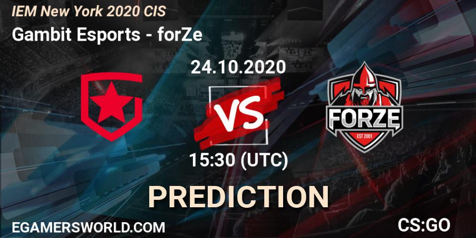 Gambit Esports - forZe: прогноз. 24.10.20, CS2 (CS:GO), IEM New York 2020 CIS