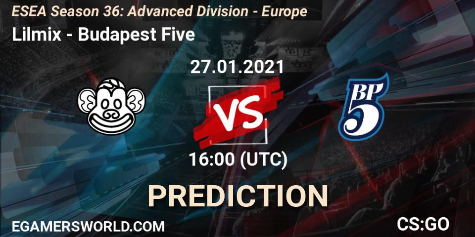 Lilmix - Budapest Five: прогноз. 27.01.2021 at 18:00, Counter-Strike (CS2), ESEA Season 36: Europe - Advanced Division