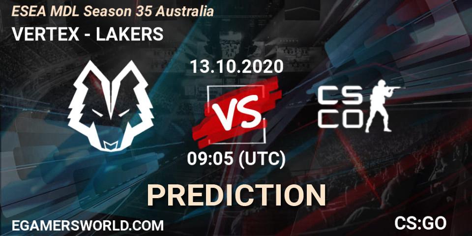 VERTEX - LAKERS: прогноз. 13.10.2020 at 09:05, Counter-Strike (CS2), ESEA MDL Season 35 Australia