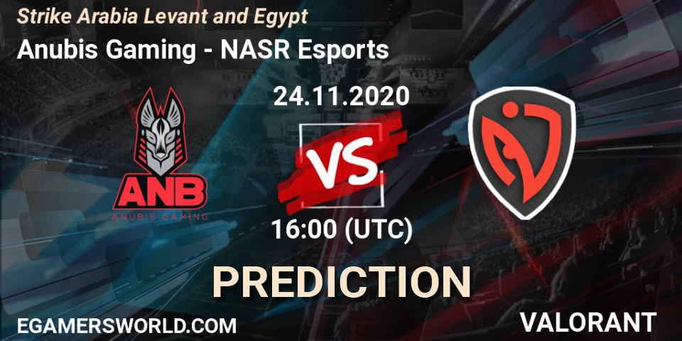 Anubis Gaming - NASR Esports: прогноз. 24.11.2020 at 16:00, VALORANT, Strike Arabia Levant and Egypt