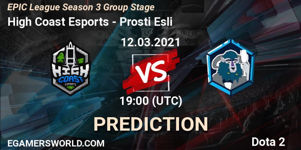 High Coast Esports - Prosti Esli: прогноз. 12.03.2021 at 19:02, Dota 2, EPIC League Season 3 Group Stage