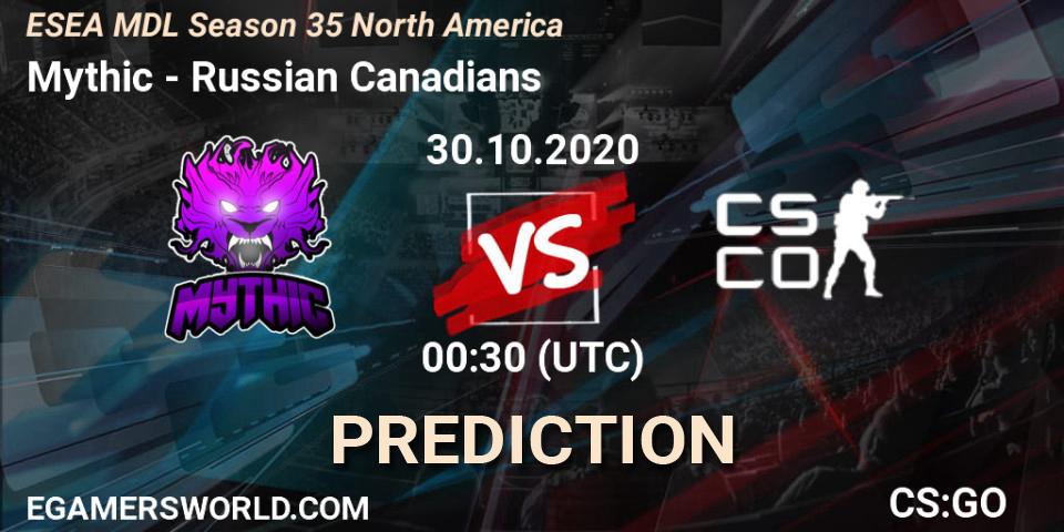 Mythic - Russian Canadians: прогноз. 30.10.2020 at 00:30, Counter-Strike (CS2), ESEA MDL Season 35 North America