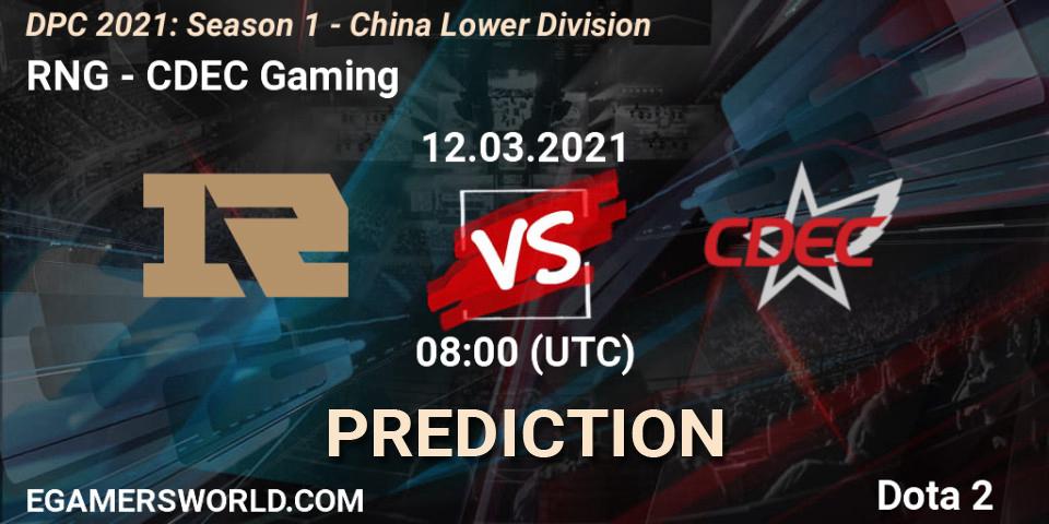 RNG - CDEC Gaming: прогноз. 12.03.21, Dota 2, DPC 2021: Season 1 - China Lower Division