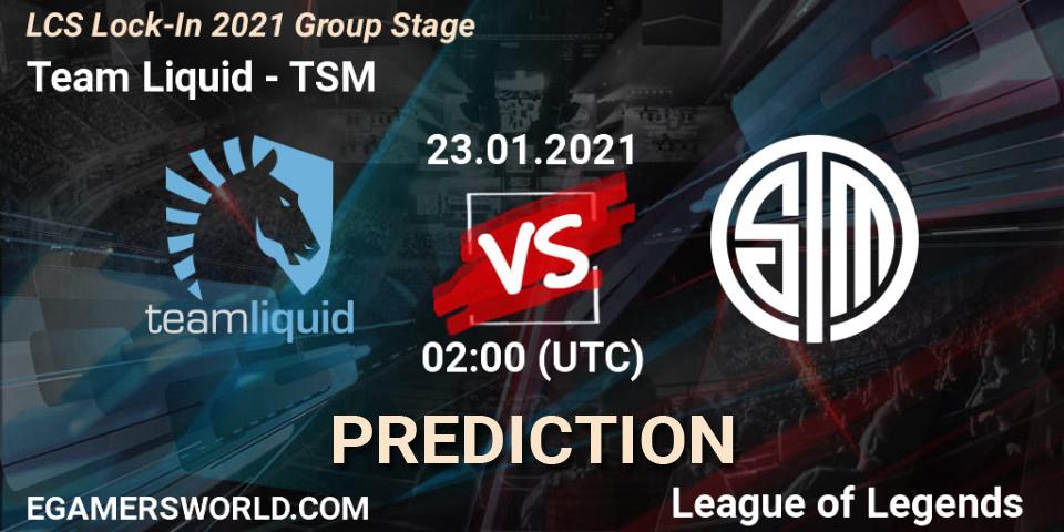Team Liquid - TSM: прогноз. 23.01.2021 at 02:00, LoL, LCS Lock-In 2021 Group Stage