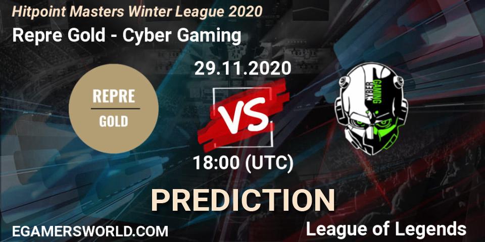 Repre Gold - Cyber Gaming: прогноз. 29.11.20, LoL, Hitpoint Masters Winter League 2020