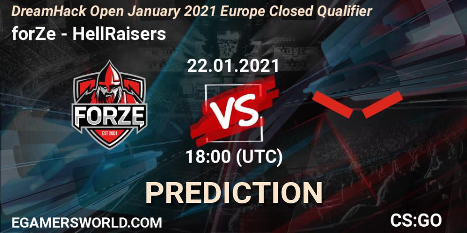 forZe - HellRaisers: прогноз. 22.01.2021 at 18:00, Counter-Strike (CS2), DreamHack Open January 2021 Europe Closed Qualifier