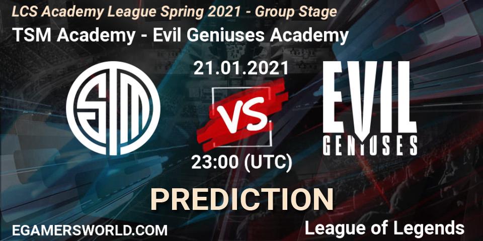 TSM Academy - Evil Geniuses Academy: прогноз. 21.01.2021 at 23:15, LoL, LCS Academy League Spring 2021 - Group Stage