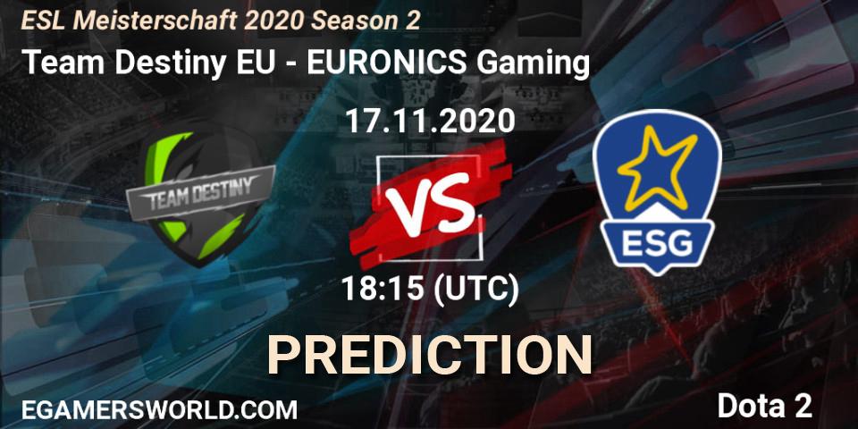 Team Destiny EU - EURONICS Gaming: прогноз. 17.11.2020 at 20:21, Dota 2, ESL Meisterschaft 2020 Season 2