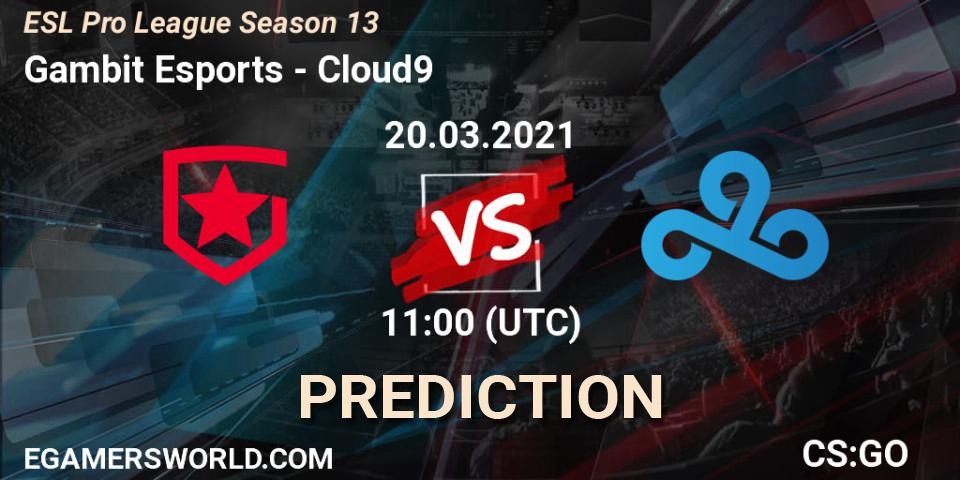 Gambit Esports - Cloud9: прогноз. 20.03.2021 at 11:00, Counter-Strike (CS2), ESL Pro League Season 13