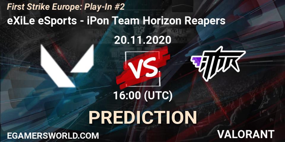 eXiLe eSports - iPon Team Horizon Reapers: прогноз. 20.11.2020 at 16:00, VALORANT, First Strike Europe: Play-In #2