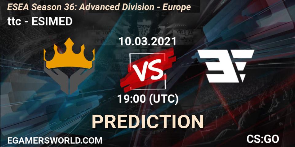 ttc - ESIMED: прогноз. 10.03.2021 at 19:00, Counter-Strike (CS2), ESEA Season 36: Europe - Advanced Division