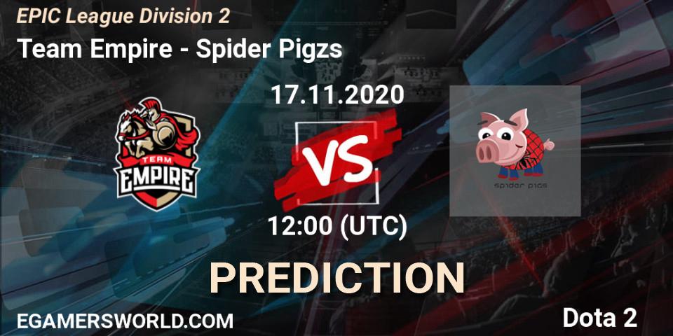 Team Empire - Spider Pigzs: прогноз. 17.11.2020 at 11:07, Dota 2, EPIC League Division 2