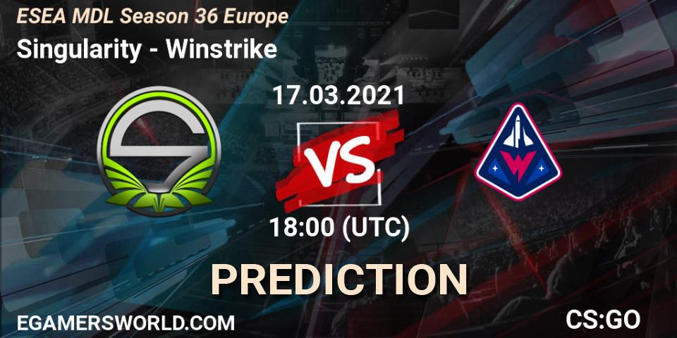 Singularity - Winstrike: прогноз. 17.03.2021 at 18:00, Counter-Strike (CS2), MDL ESEA Season 36: Europe - Premier division