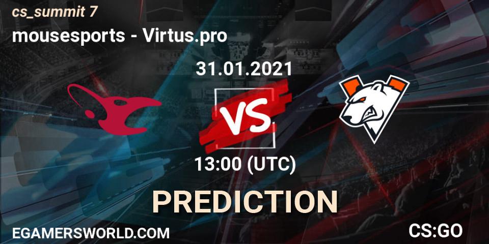 mousesports - Virtus.pro: прогноз. 31.01.2021 at 13:00, Counter-Strike (CS2), cs_summit 7