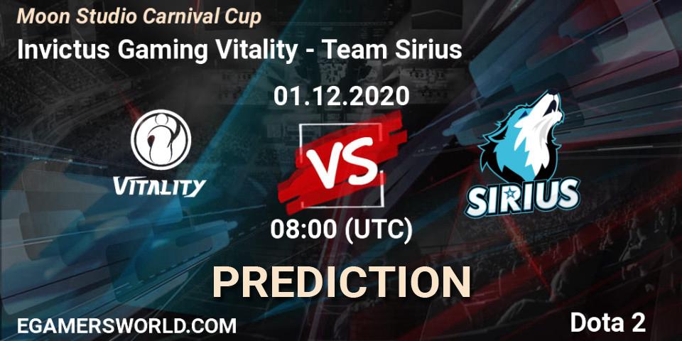 Invictus Gaming Vitality - Team Sirius: прогноз. 01.12.2020 at 08:37, Dota 2, Moon Studio Carnival Cup