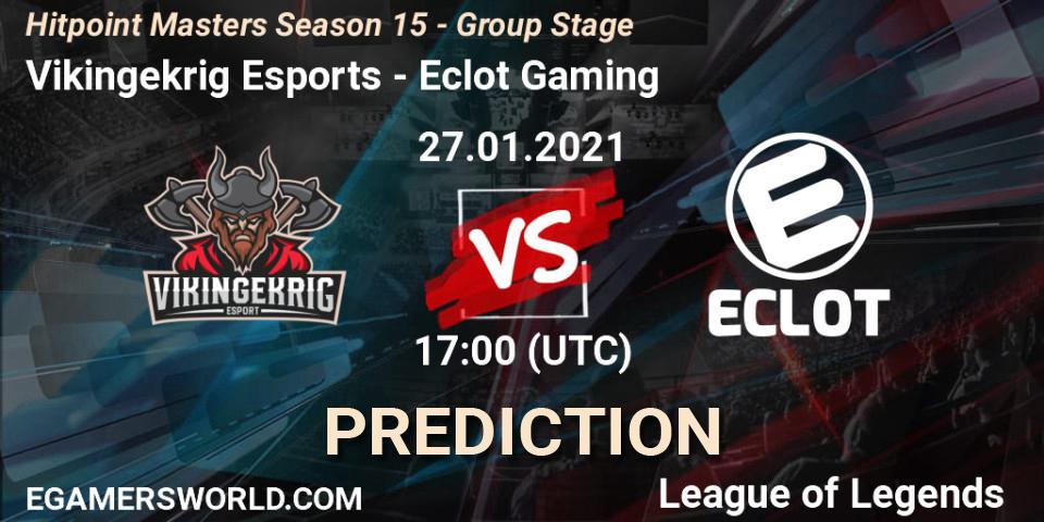 Vikingekrig Esports - Eclot Gaming: прогноз. 27.01.2021 at 17:00, LoL, Hitpoint Masters Season 15 - Group Stage