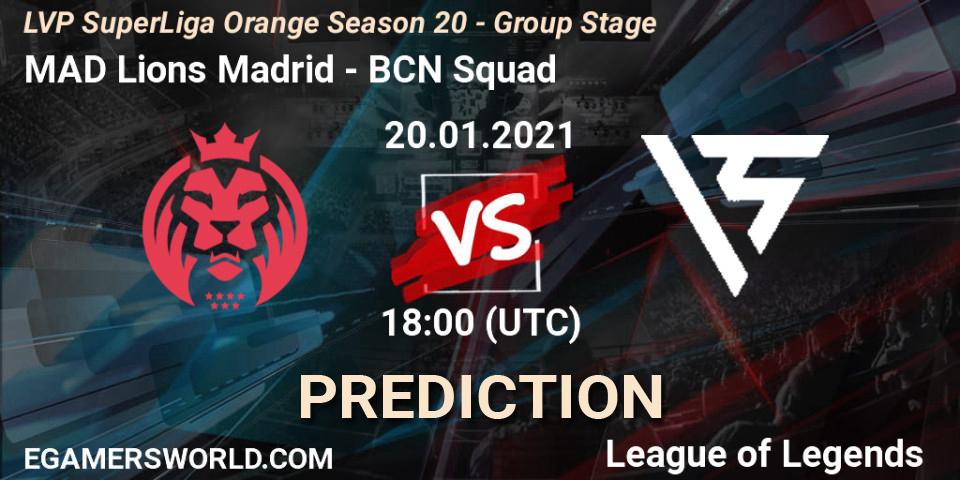 MAD Lions Madrid - BCN Squad: прогноз. 20.01.2021 at 18:00, LoL, LVP SuperLiga Orange Season 20 - Group Stage