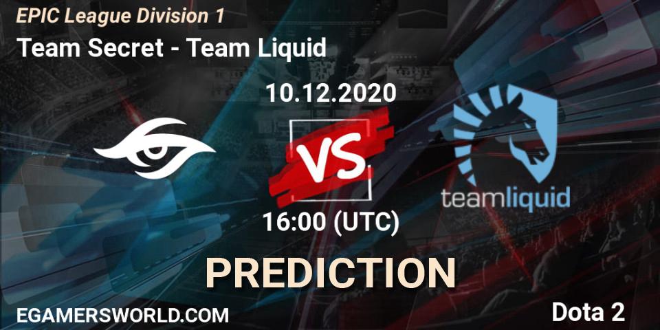 Team Secret - Team Liquid: прогноз. 10.12.2020 at 16:00, Dota 2, EPIC League Division 1