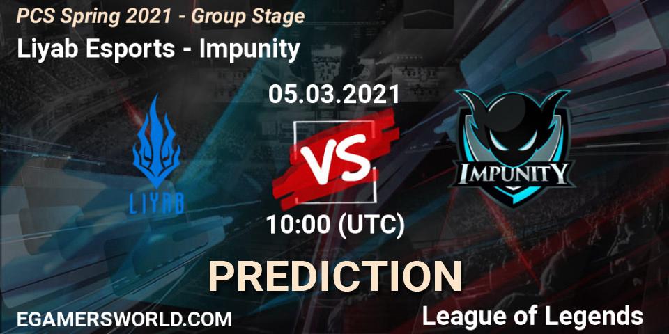 Liyab Esports - Impunity: прогноз. 05.03.2021 at 12:00, LoL, PCS Spring 2021 - Group Stage
