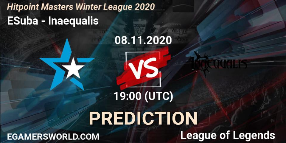 ESuba - Inaequalis: прогноз. 08.11.2020 at 19:15, LoL, Hitpoint Masters Winter League 2020
