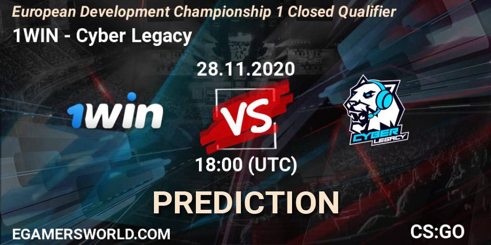 1WIN - Cyber Legacy: прогноз. 28.11.2020 at 19:00, Counter-Strike (CS2), European Development Championship 1 Closed Qualifier
